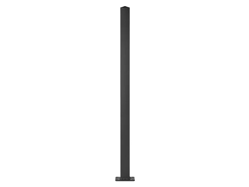 Poteau aluminium tradition style ferronnerie sur platine universel pour portail et portillon chapeau inclus H1.86 m Noir