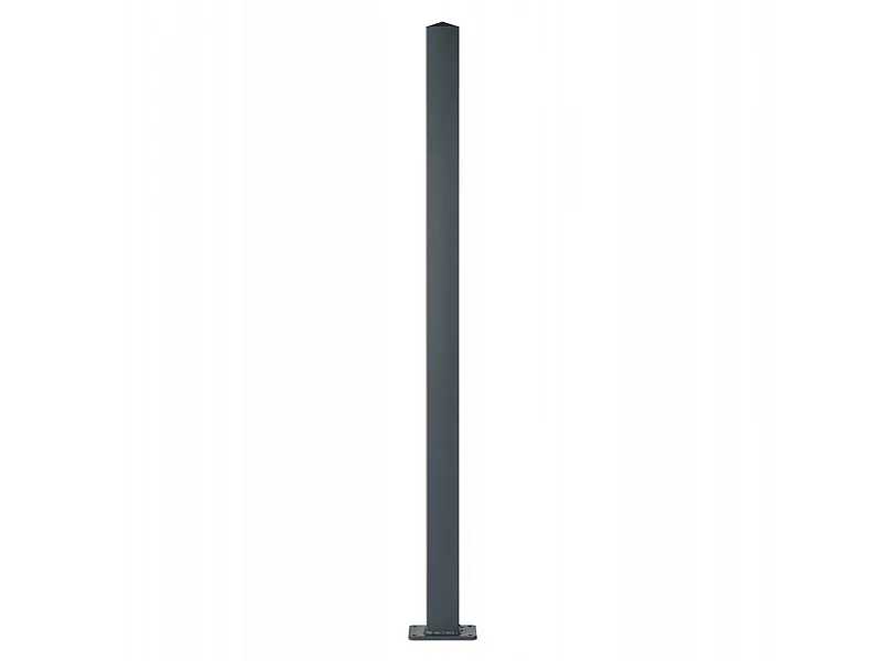 Poteau aluminium tradition style ferronnerie sur platine universel pour portail et portillon chapeau inclus H1.86 m Gris