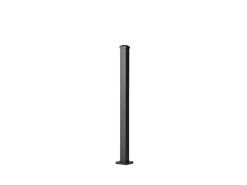 Poteau aluminium tradition style ferronnerie sur platine avec chapeau H 86.5 cm Noir