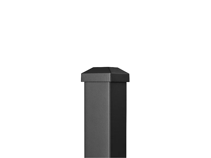 Poteau aluminium tradition style ferronnerie sur platine avec chapeau H 86.5 cm Noir