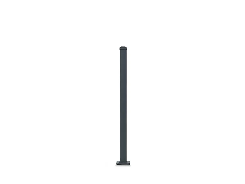 Poteau aluminium tradition style ferronnerie sur platine avec chapeau H 86.5 cm Gris