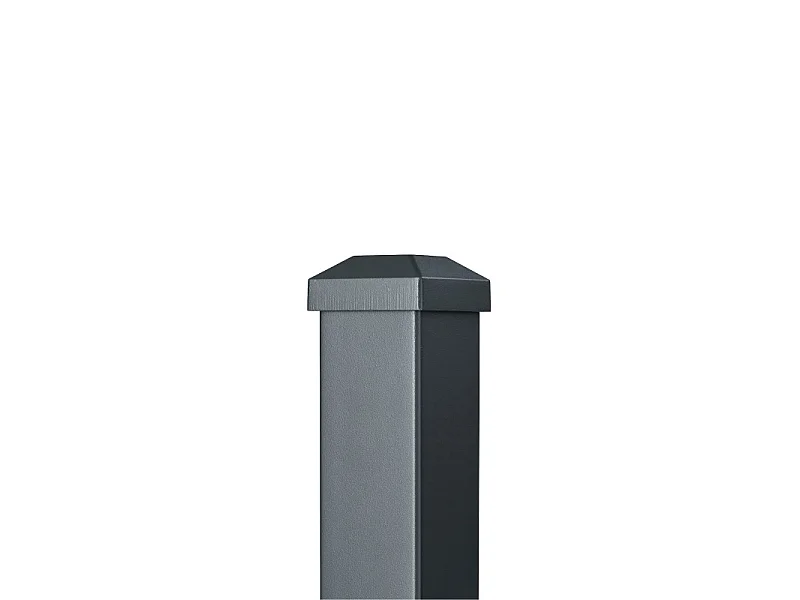 Poteau aluminium tradition style ferronnerie sur platine avec chapeau H 86.5 cm Gris