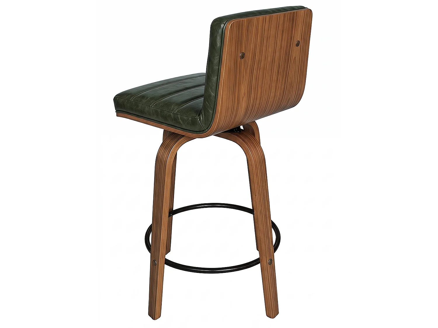 Set di 2 sgabelli da bar girevoli con rivestimento PU, gambe in legno curvato e poggiapiedi