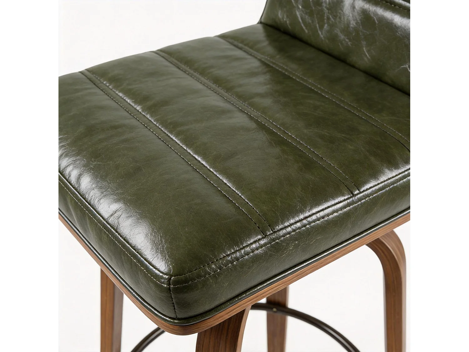 Set di 2 sgabelli da bar girevoli con rivestimento PU, gambe in legno curvato e poggiapiedi