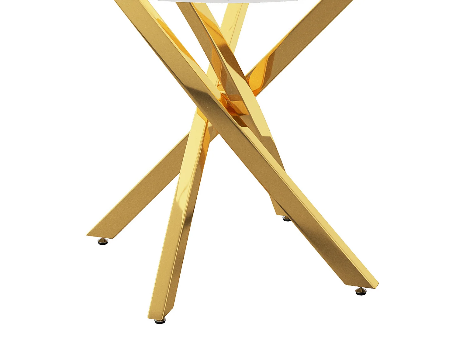 Ronde eettafel 80 cm met marmereffect of gehard glas en gekruiste metalen poten