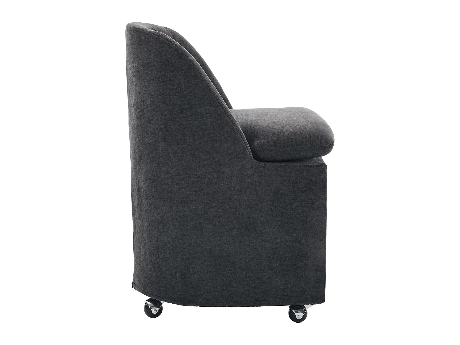 Set van 2 gestoffeerde chenille stoelen met wielen, afneembare hoezen en zonder armleuningen