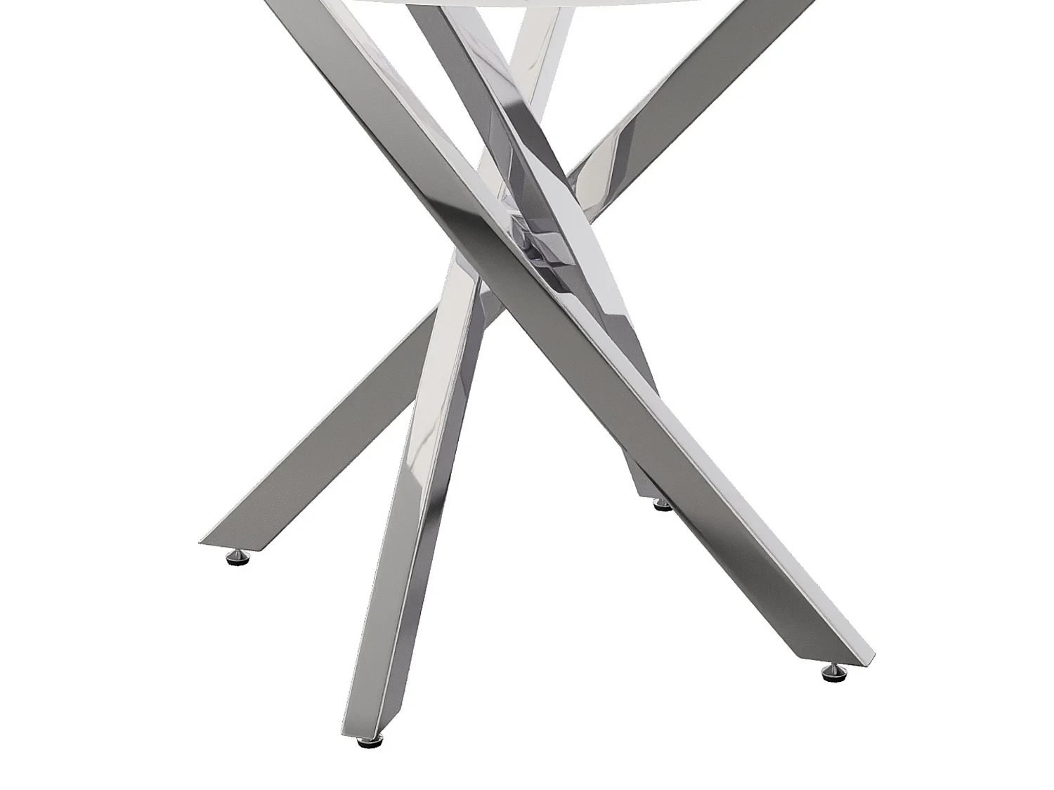 Runt matbord 80 cm med marmoreffekt eller härdat glas och korsade metallben
