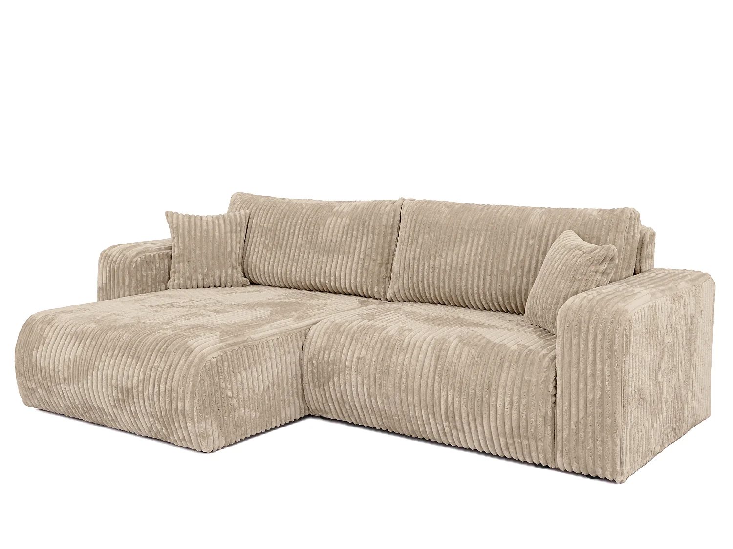 Canapé d'angle convertible, en velours côtelé TILIO Beige