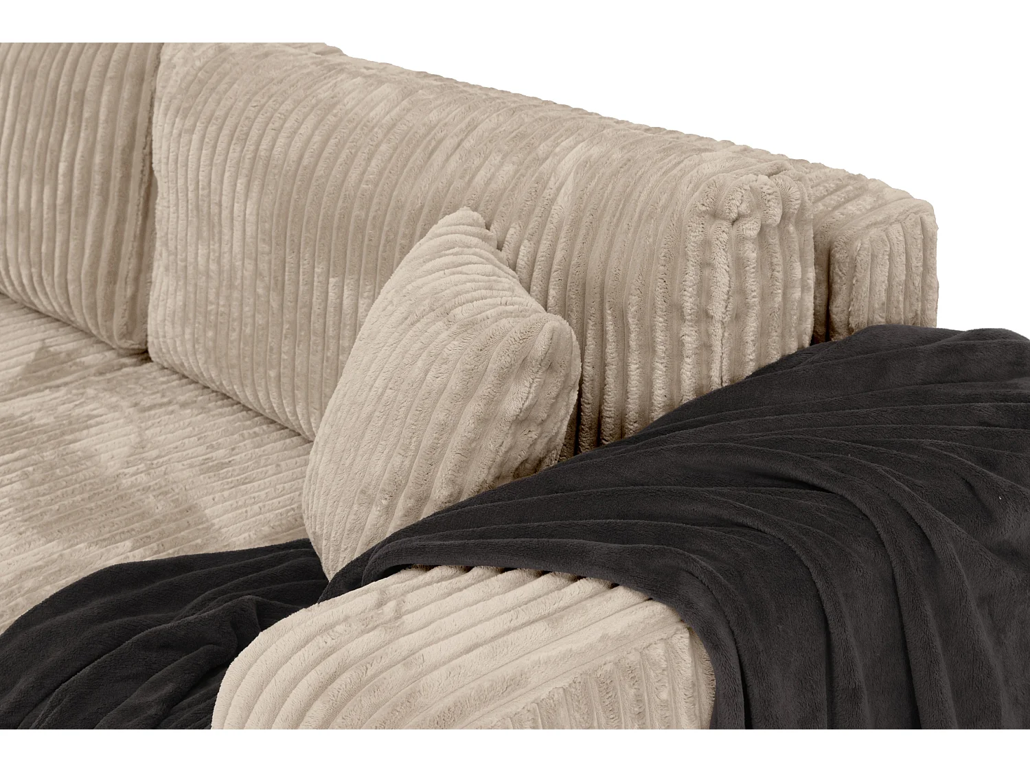 Canapé d'angle convertible, en velours côtelé TILIO Beige