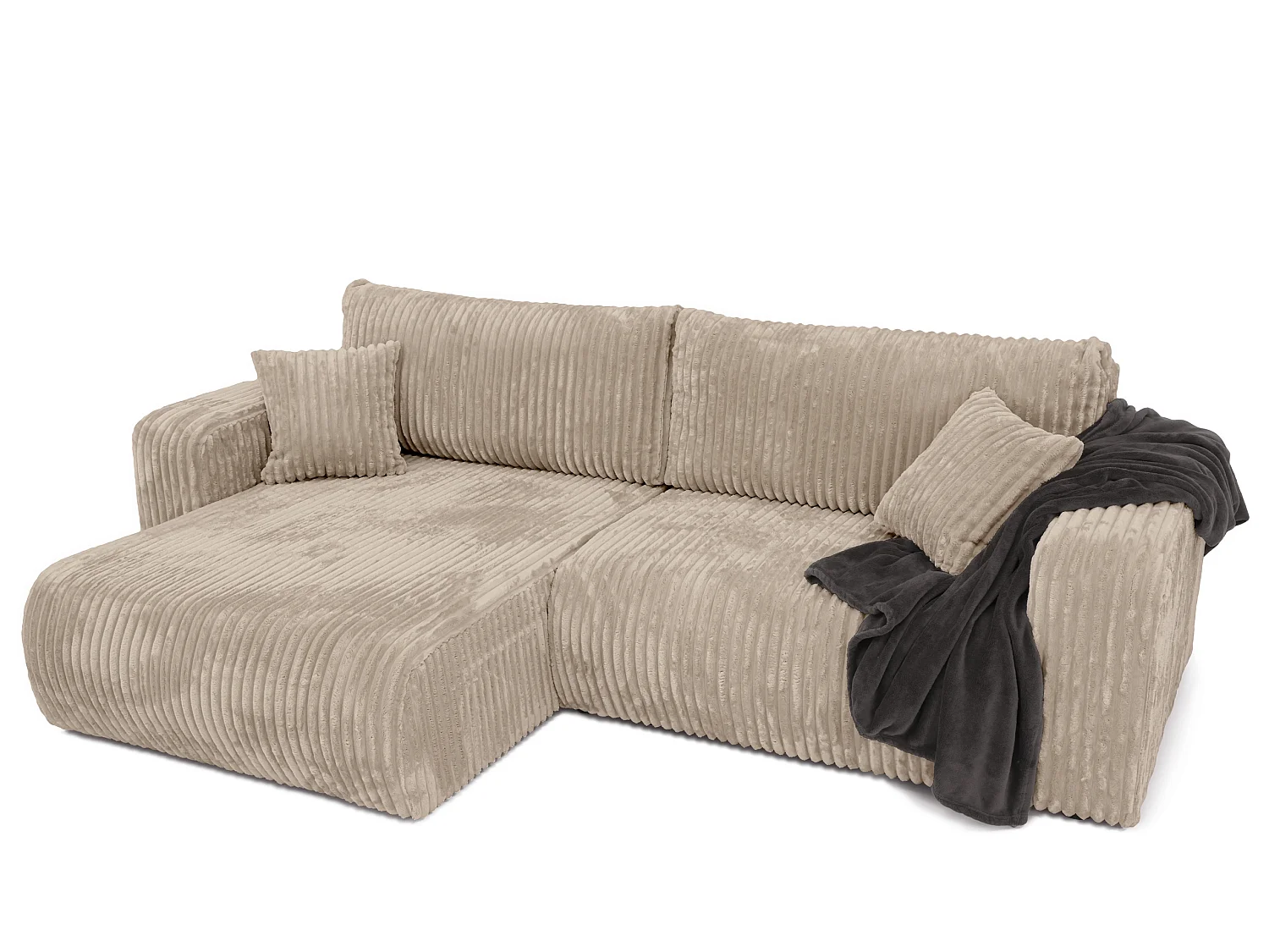 Canapé d'angle convertible, en velours côtelé TILIO Beige