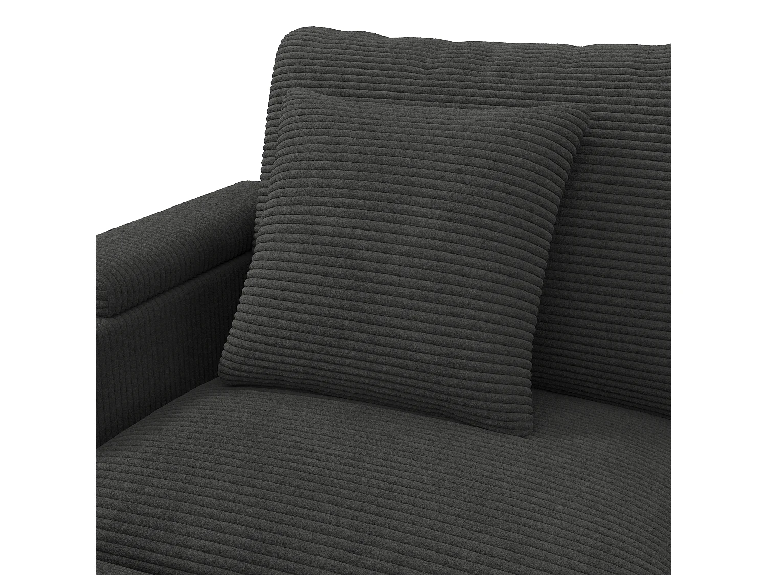 Canapé d’angle en U modulable gris en velours côtelé avec fonction couchage