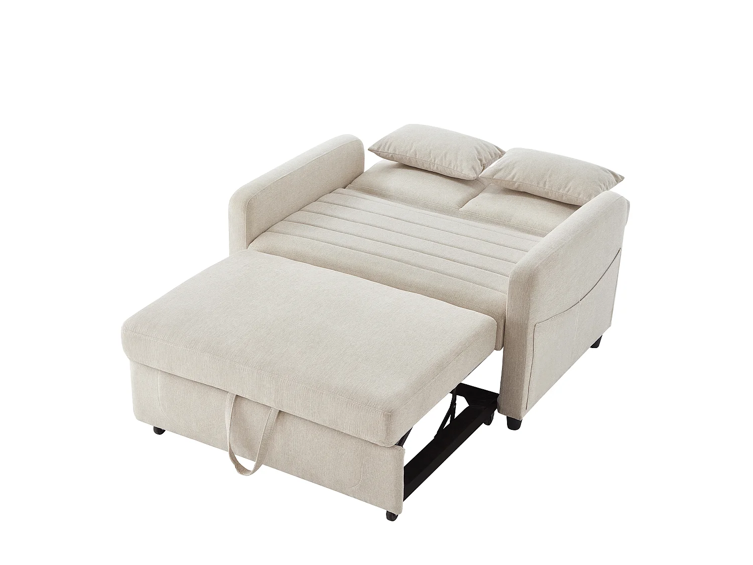 Canapé convertible 2 places en tissu coton et lin avec dossier réglable pour salon