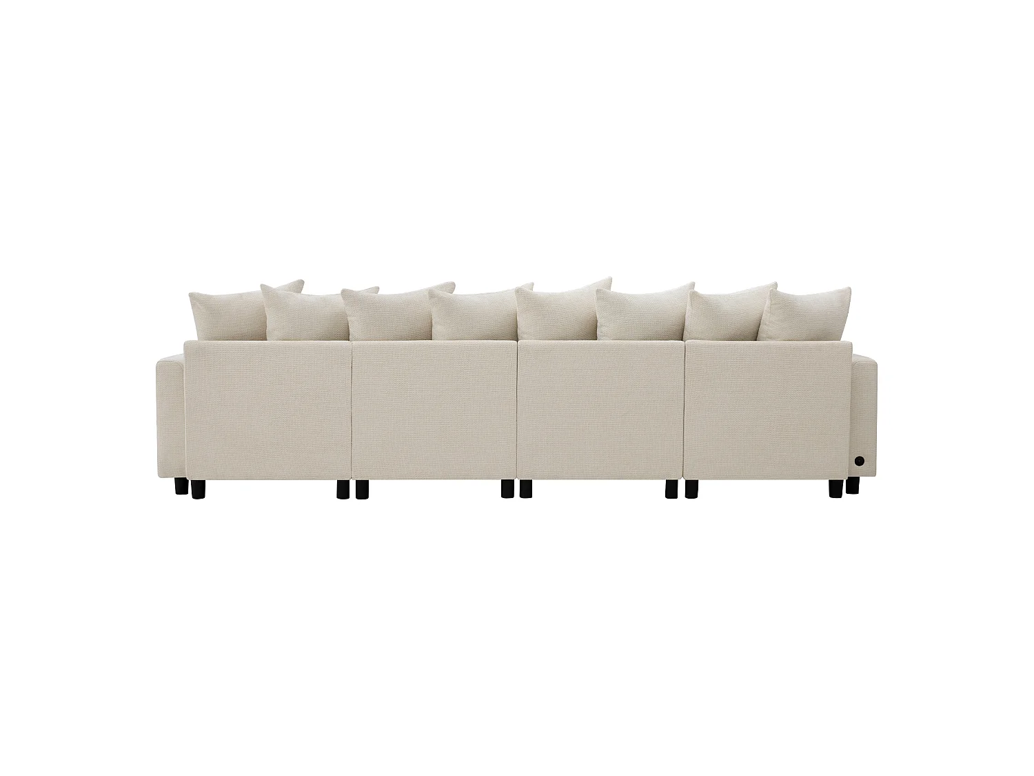 Canapé d’angle modulable 6 places beige en U ou en L avec 2 poufs mobiles