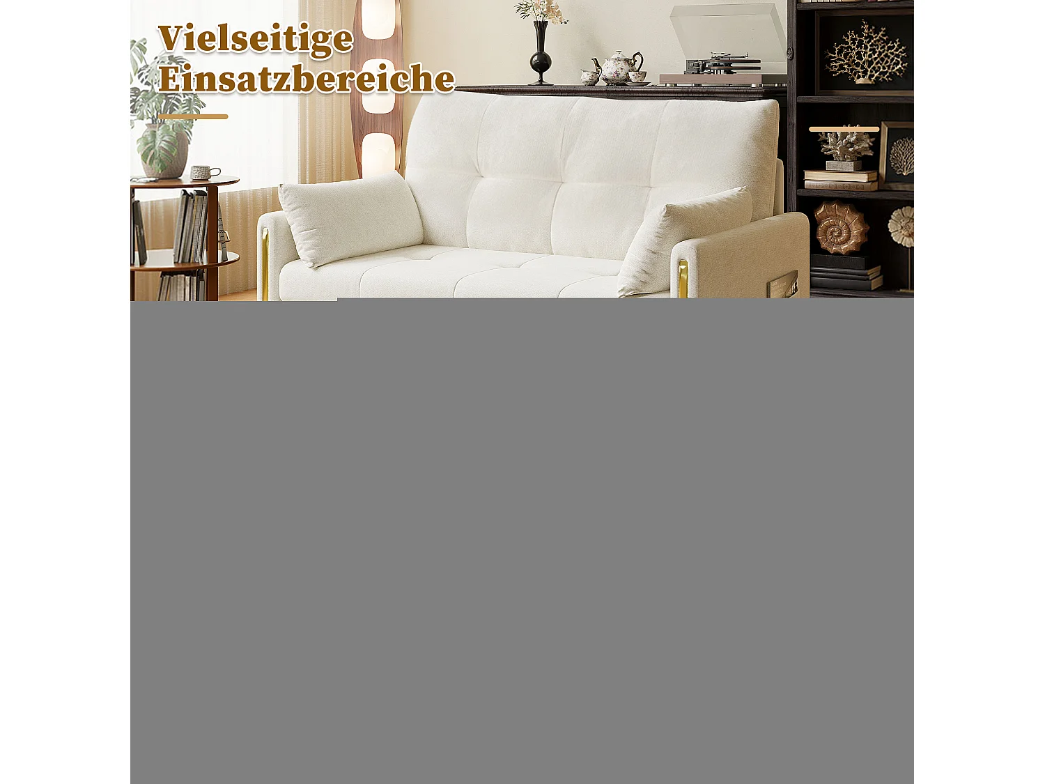 Canapé convertible 3 en 1, 2 places en chenille beige clair, dossier inclinable et lit extensible pour salon