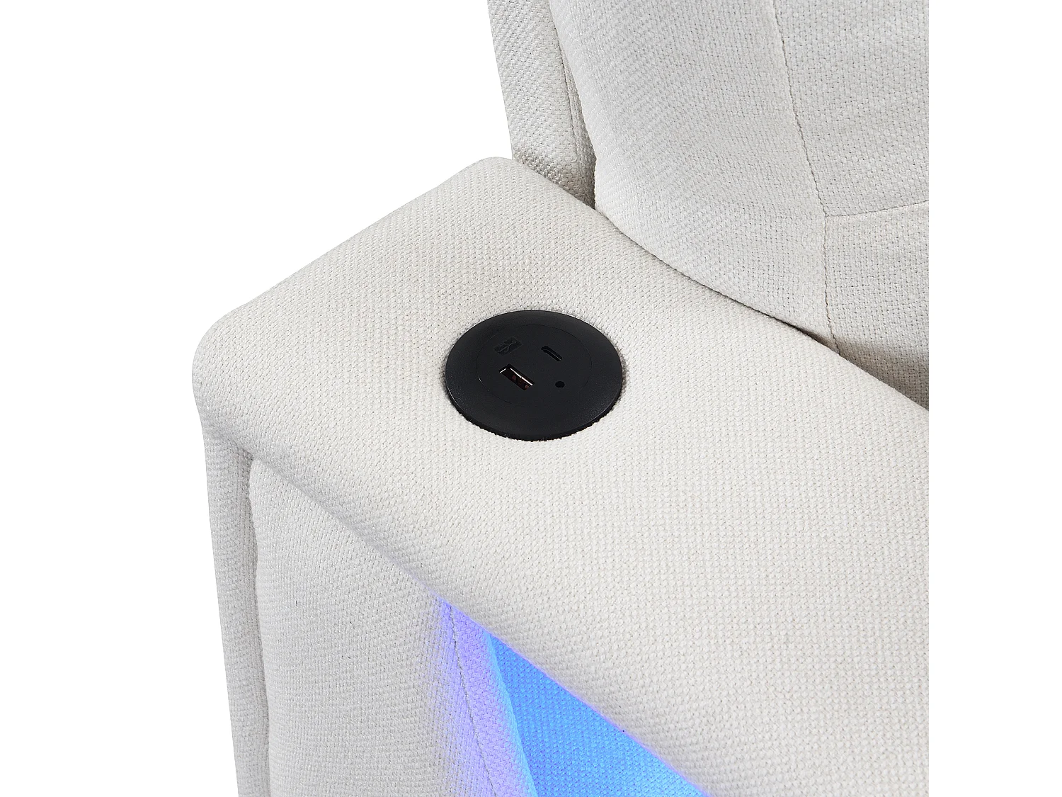 Canapé modulable avec pouf repositionnable, 4 places, rangement et éclairage LED, beige