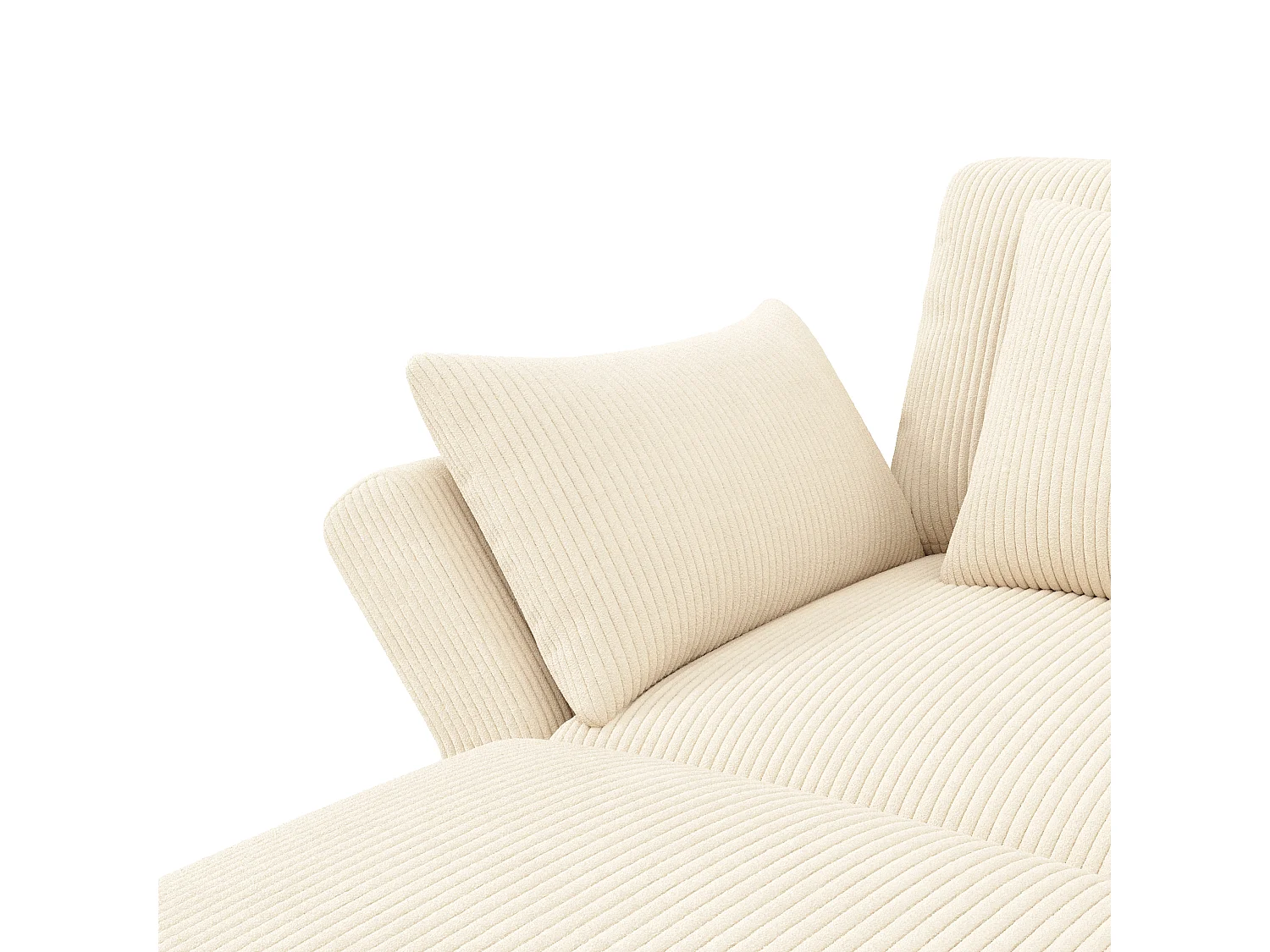 Canapé d'angle en U modulable, velours côtelé beige, 4 à 6 places avec poufs et accoudoirs réglables pour salon