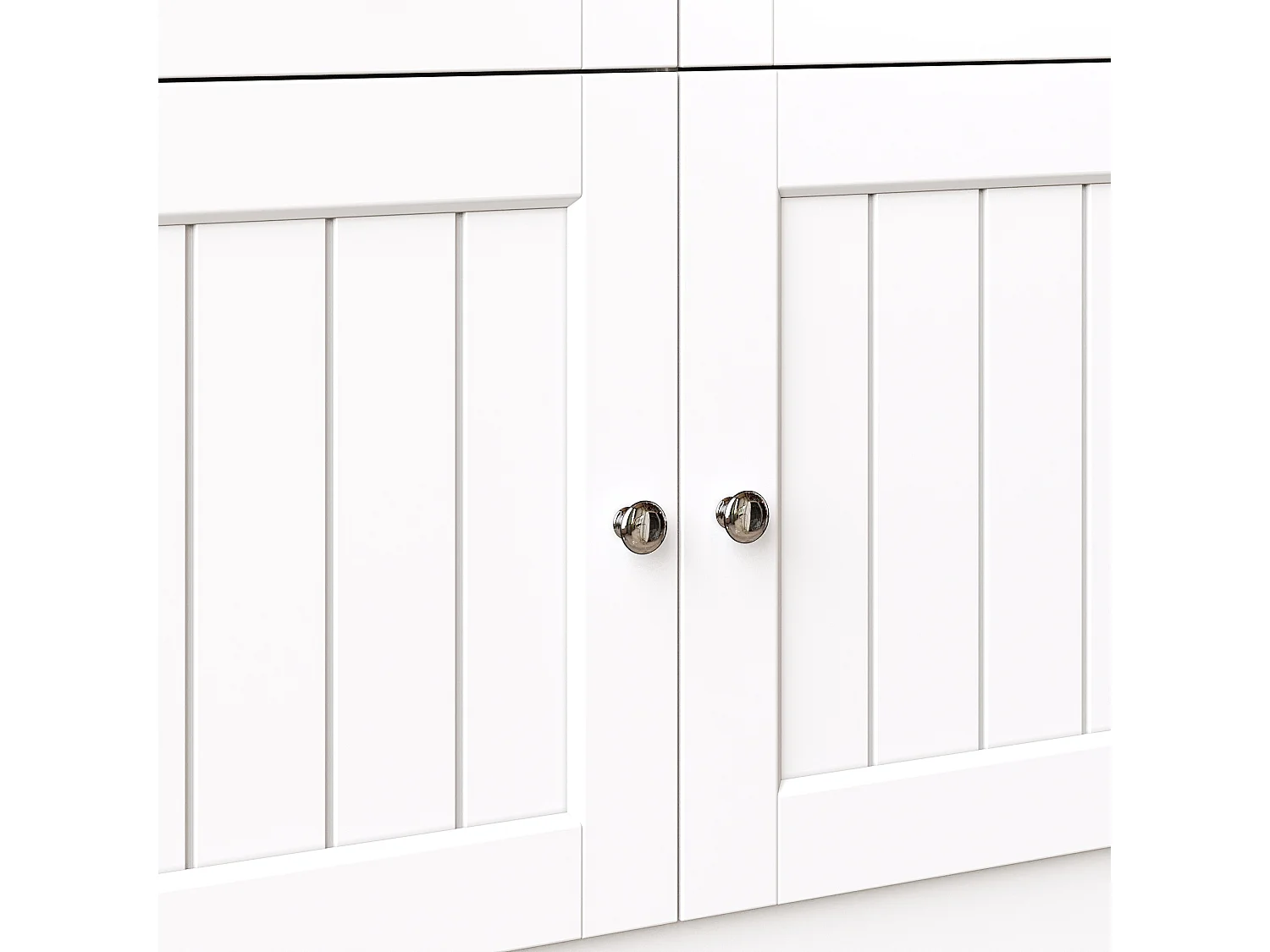 Buffet haut de cuisine blanc avec éclairage LED et portes vitrées