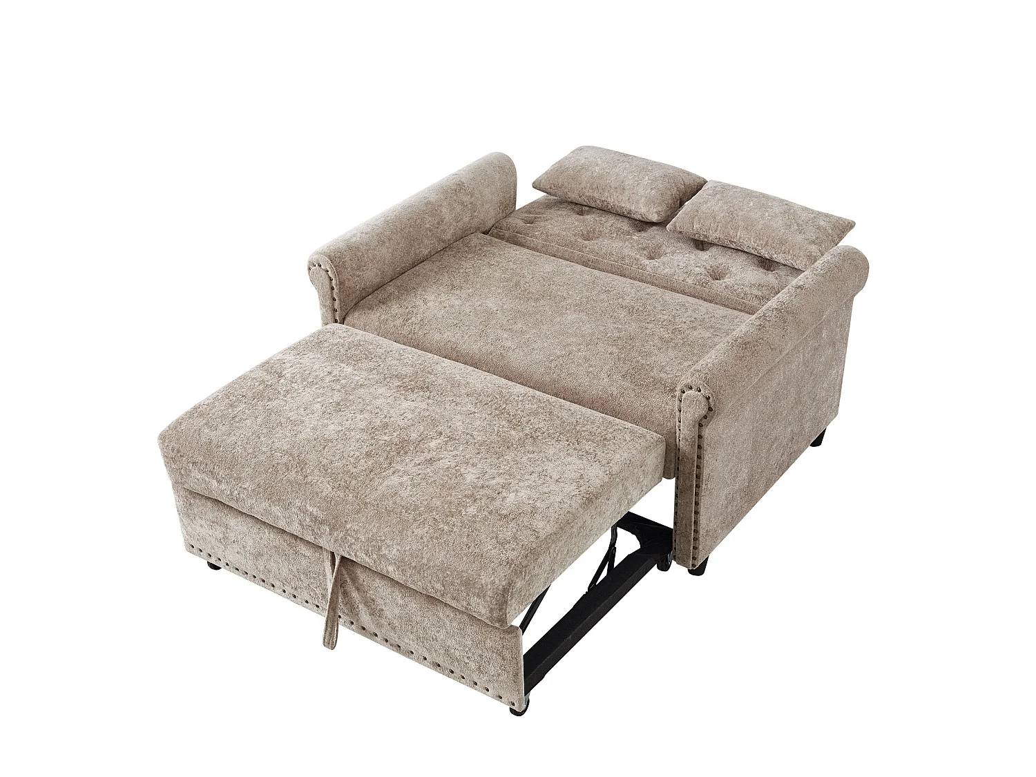 Canapé convertible 2 places en tissu chenille, 3 en 1, dossier réglable