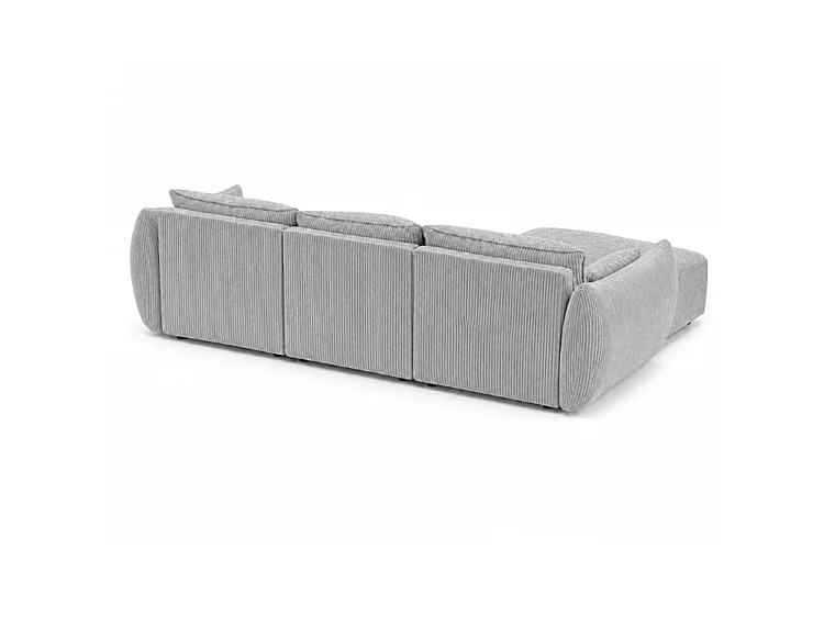 Canapé d’angle BONS modulable gris 308x170 cm POSO 55 velours côtelé gauche
