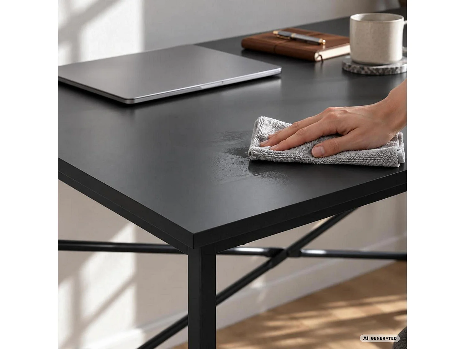 Bureau d'ordinateur SIMPLE noir 120 cm piètement noir style industriel 120x50x75 cm