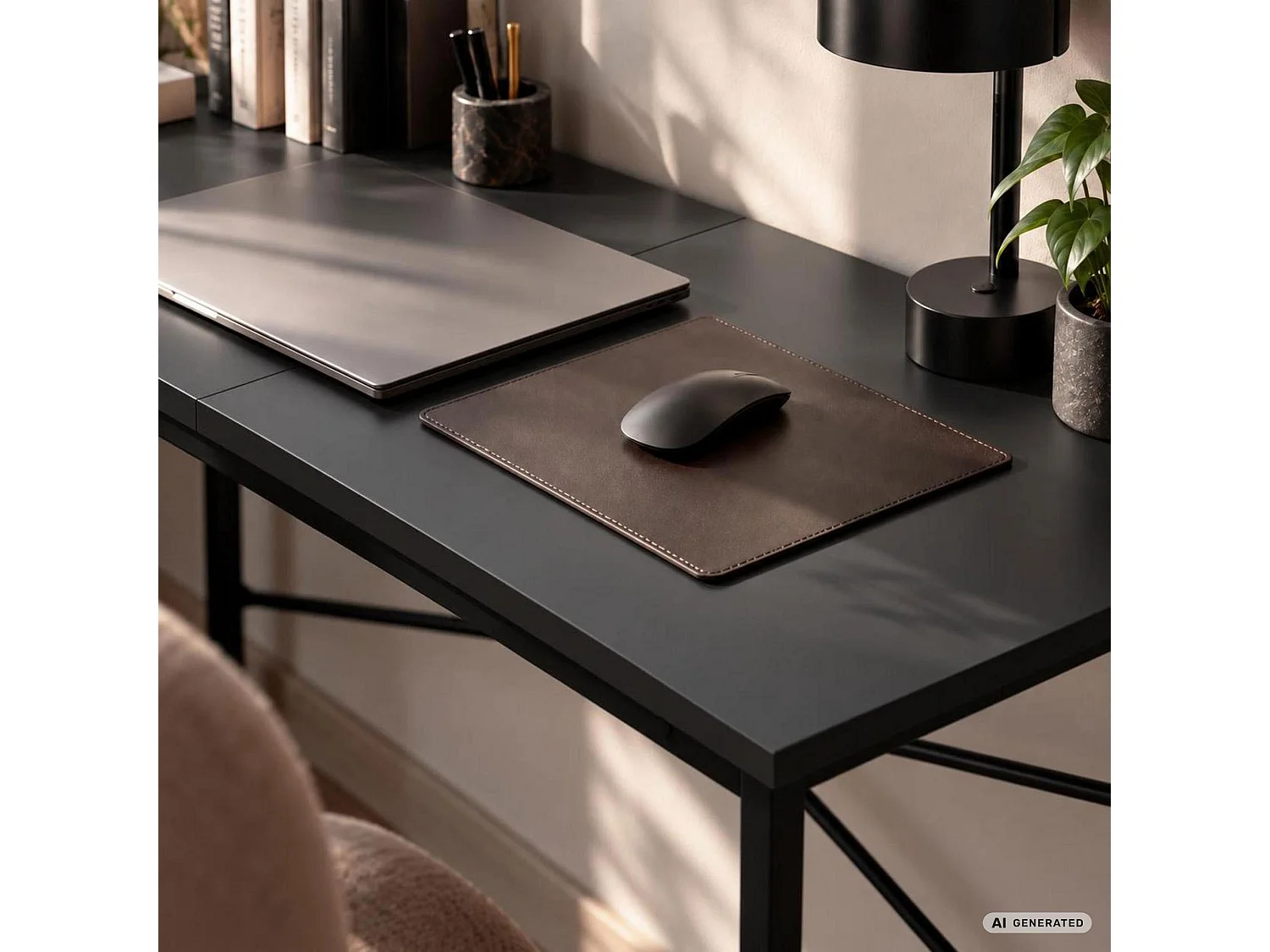 Bureau d'ordinateur SIMPLE noir 120 cm piètement noir style industriel 120x50x75 cm