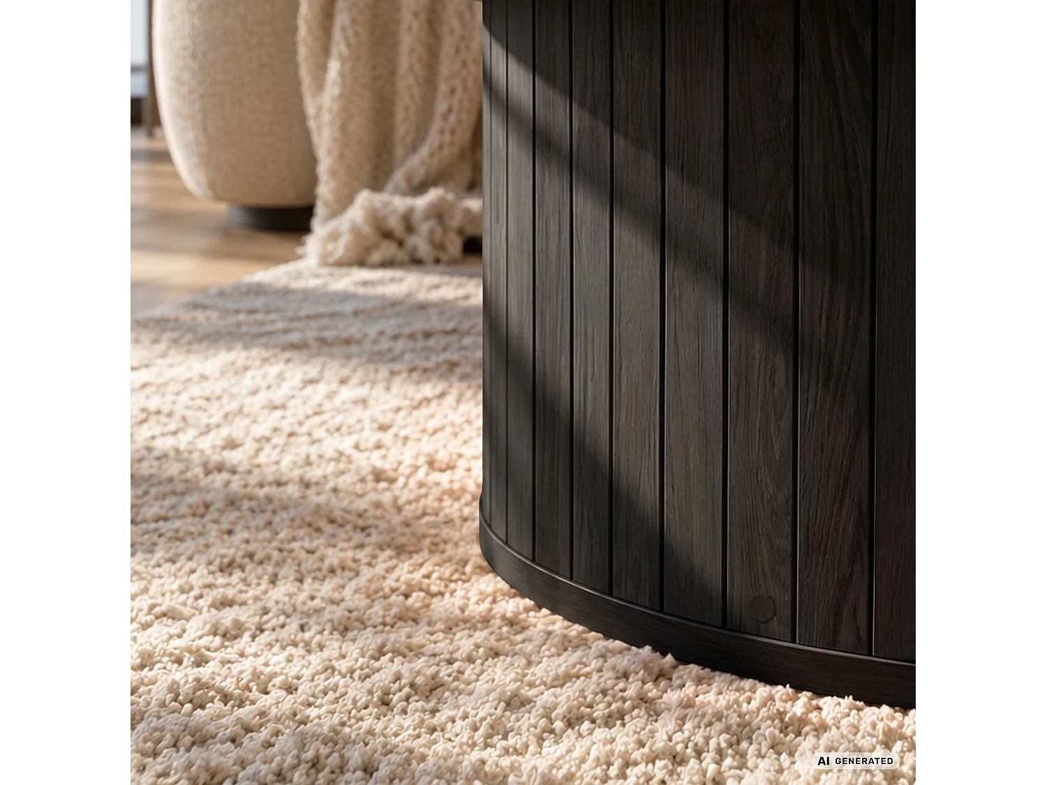 Salontafel NUBO / Zwart / 80 cm / Rond / Geribbeld / 80 x 80 x 45 cm