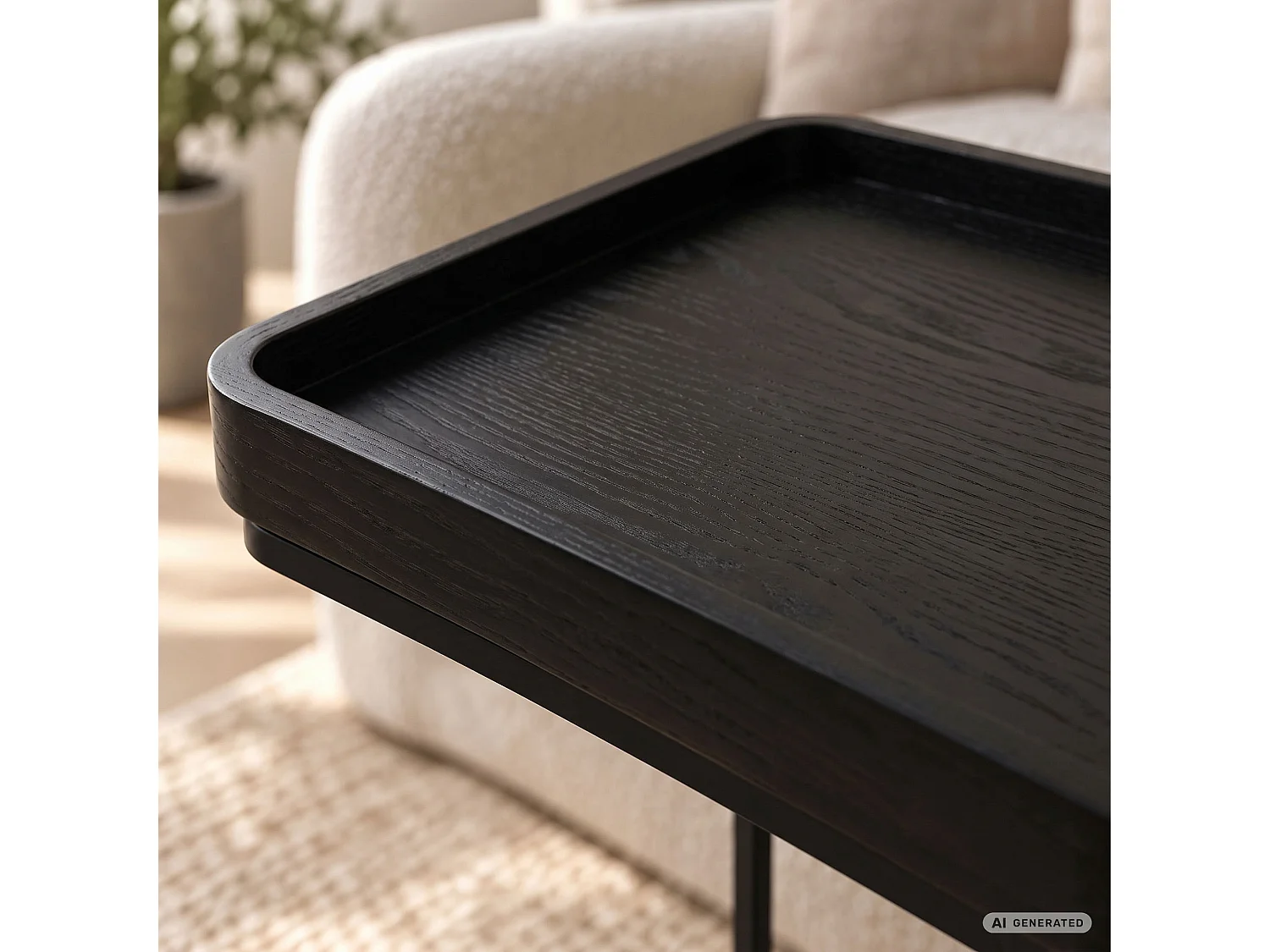 Mesa de apoio HYGGO preta, retangular, estrutura preta estilo industrial, 40x30x60 cm