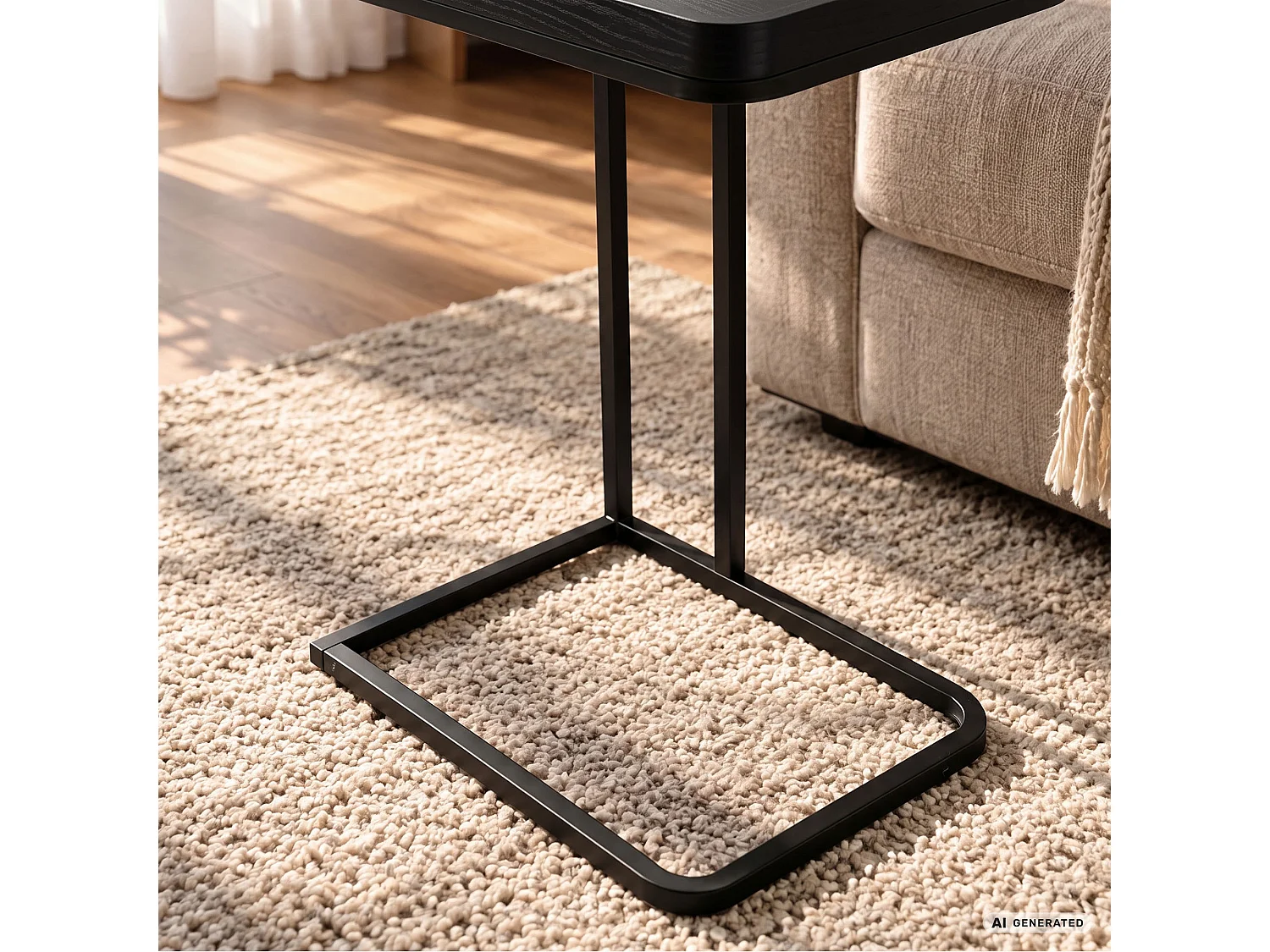 Mesa de apoio HYGGO preta, retangular, estrutura preta estilo industrial, 40x30x60 cm