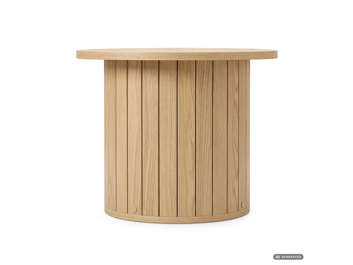Stolik kawowy NUBO Naturalne Drewno 48 cm okrągły ryflowany 48x48x42 cm