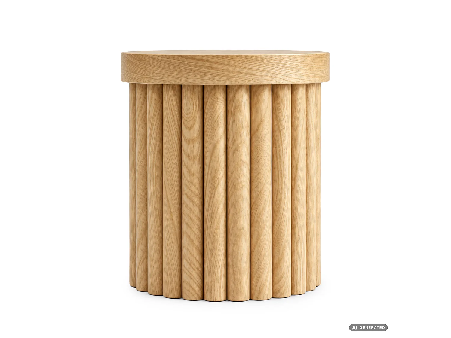 Stolik kawowy TINO Naturalne Drewno 40 cm okrągły na ryflowanej podstawie 40x40x49 cm