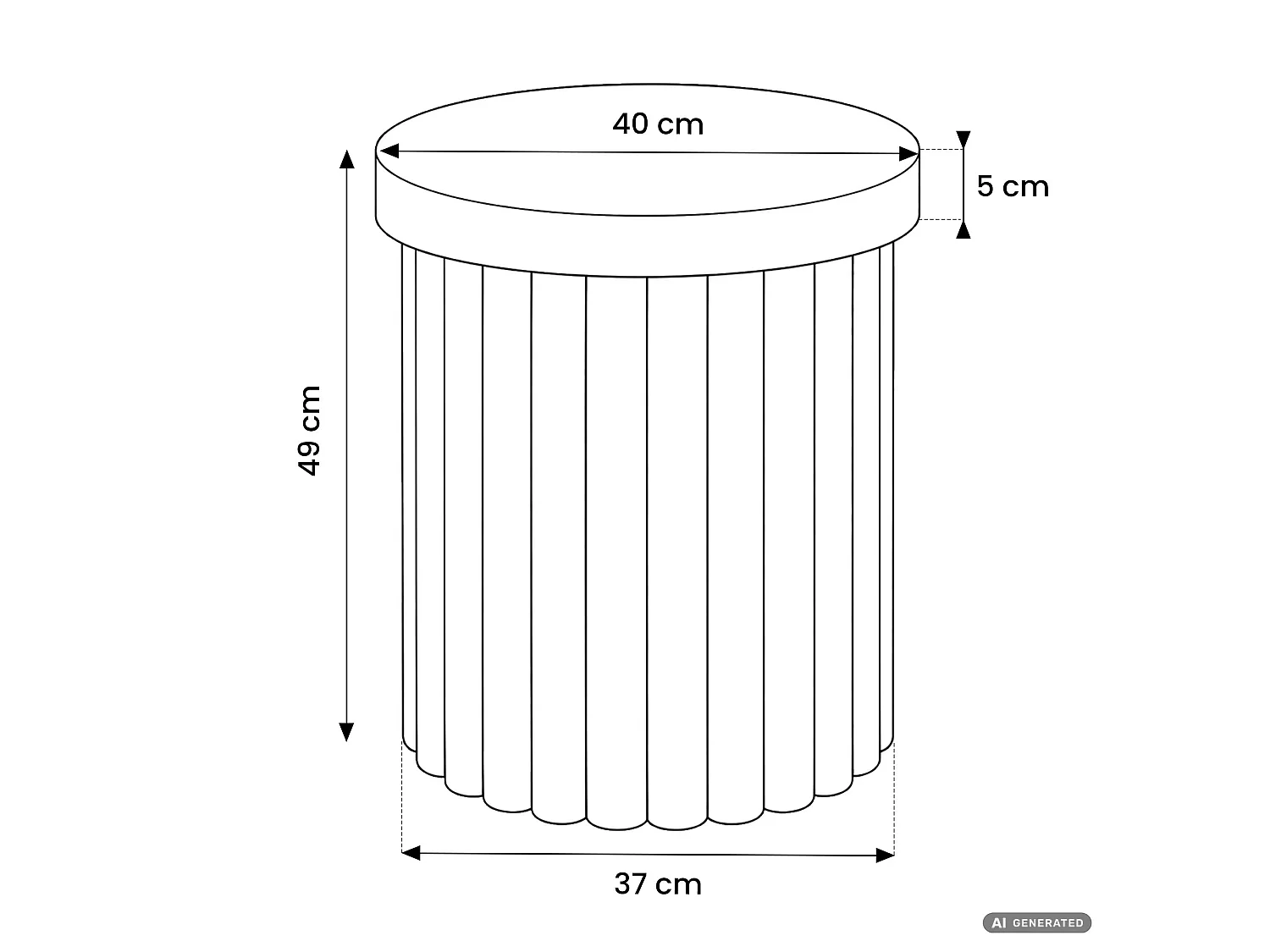 Stolik kawowy TINO Naturalne Drewno 40 cm okrągły na ryflowanej podstawie 40x40x49 cm