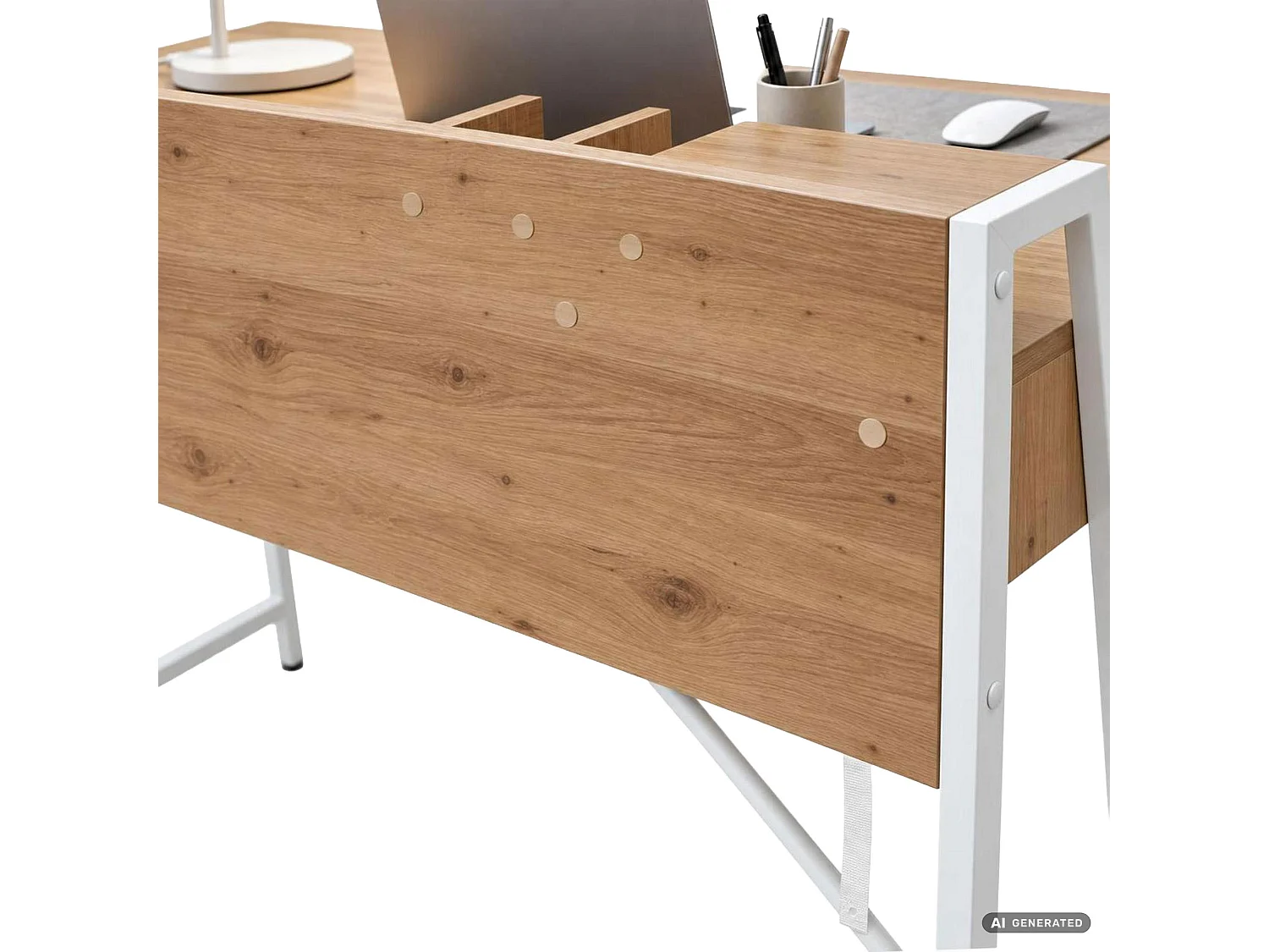 Computerbureau ORIX, Artisan eiken, 2 laden, 1 plank, witte poten, industriële stijl, 124 x 48 x 91,5 cm