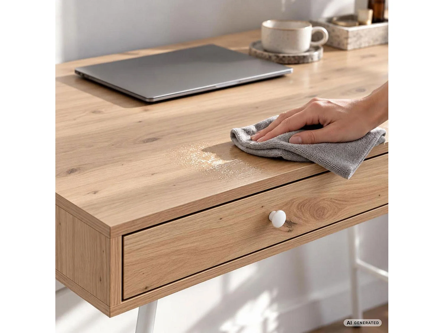 Scrivania per computer SKANDIA rovere Artisan, 2 cassetti, struttura bianca stile industriale, 120x50x80,5 cm