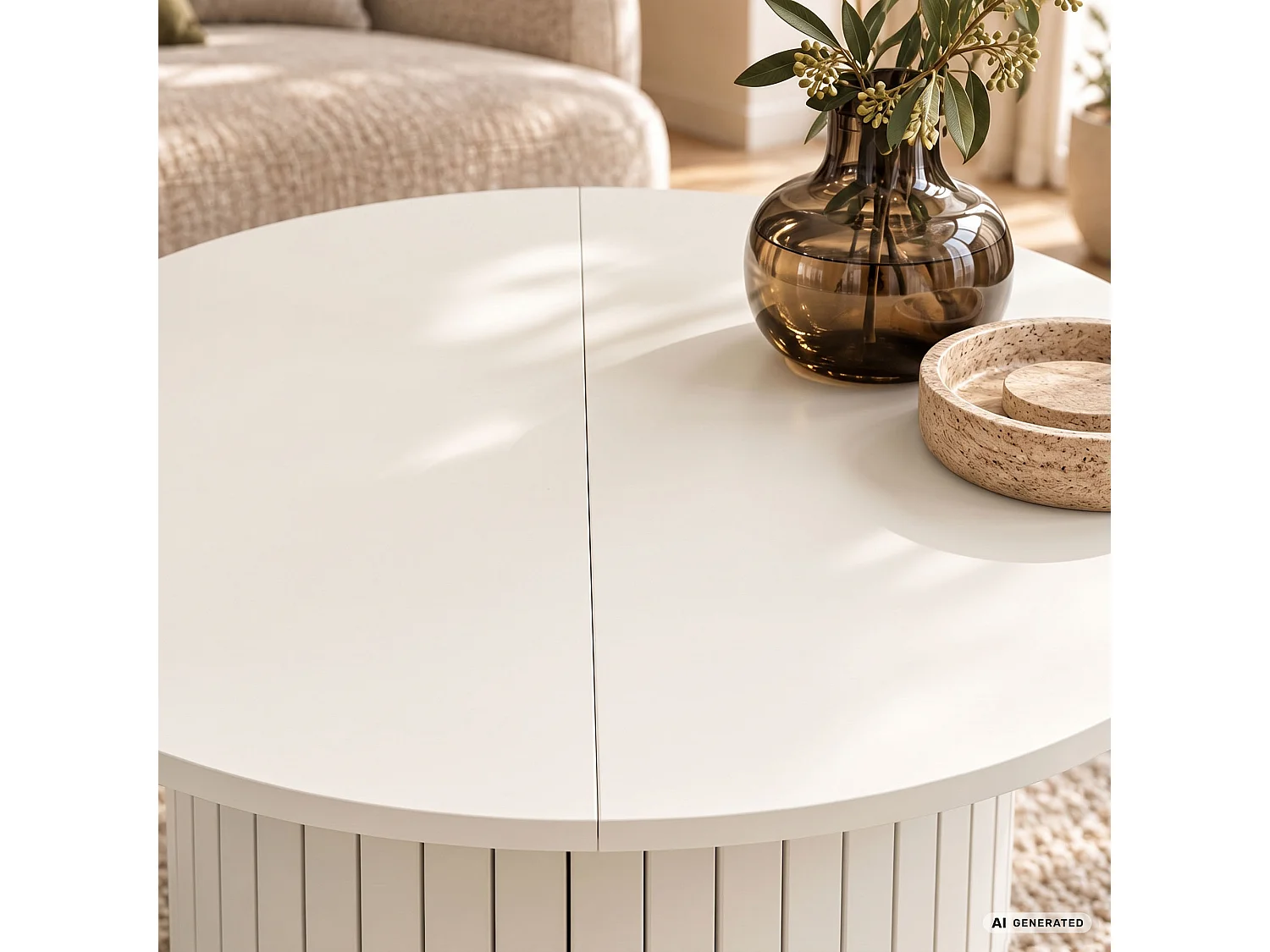 Mesa de centro NUBO caxemira 80 cm redonda canelada 80x80x45 cm