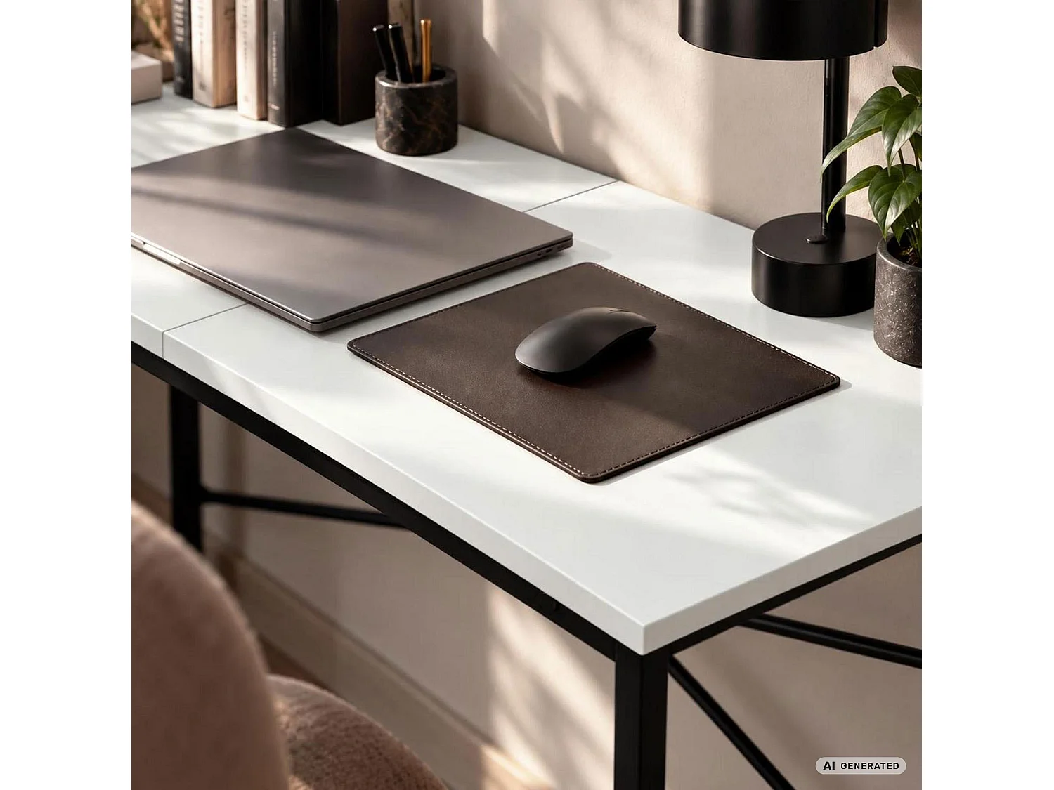 Scrivania per computer SIMPLE bianca, struttura nera stile industriale, 120x50x75 cm