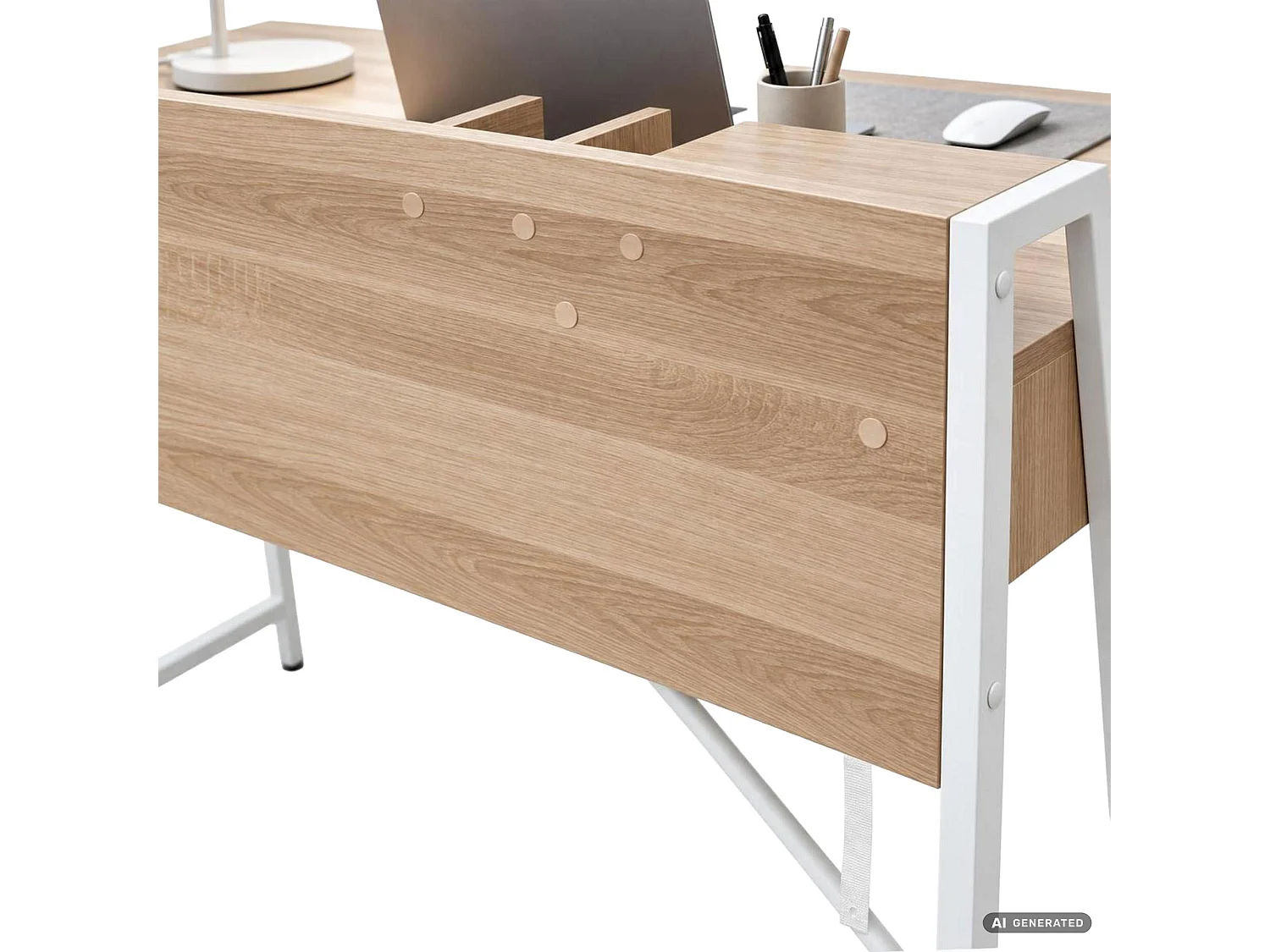 Biurko komputerowe ORIX Dąb Sonoma 124 cm 2 szuflady 1 półka białe nogi styl industrialny 124x48x91,5 cm