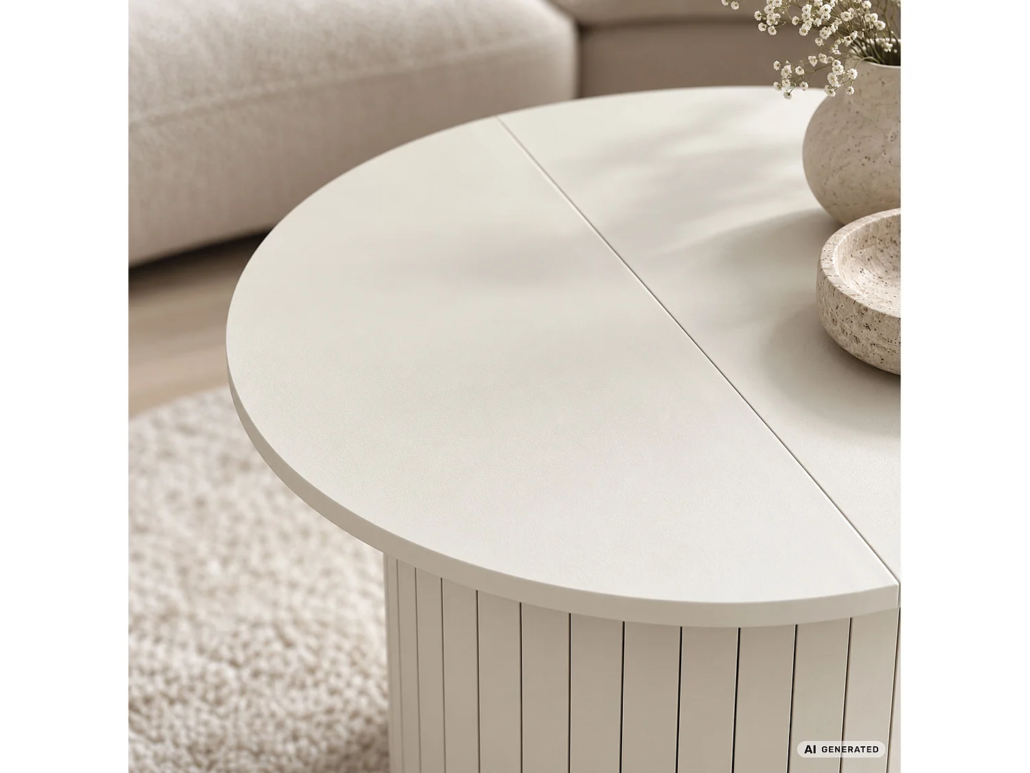 Mesa de centro NUBO caxemira 60 cm redonda canelada 60x60x45 cm