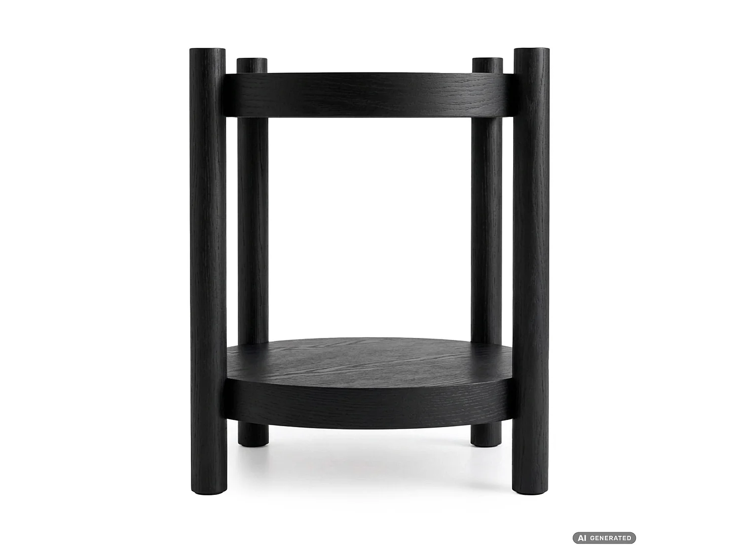 Salontafel TERRA, Zwart, Rond, Plank, 44,5 x 44,5 x 48 cm