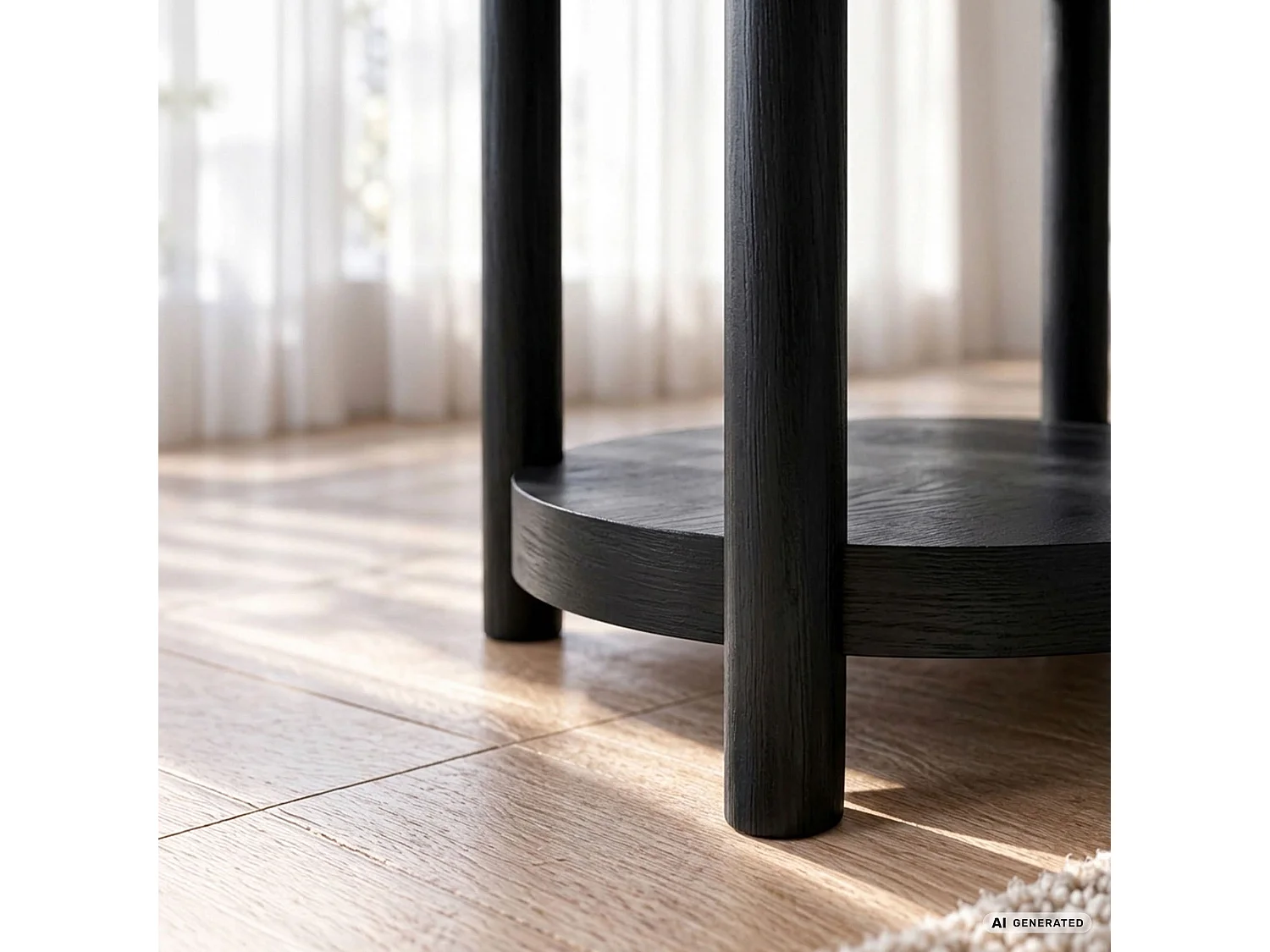 Salontafel TERRA, Zwart, Rond, Plank, 44,5 x 44,5 x 48 cm