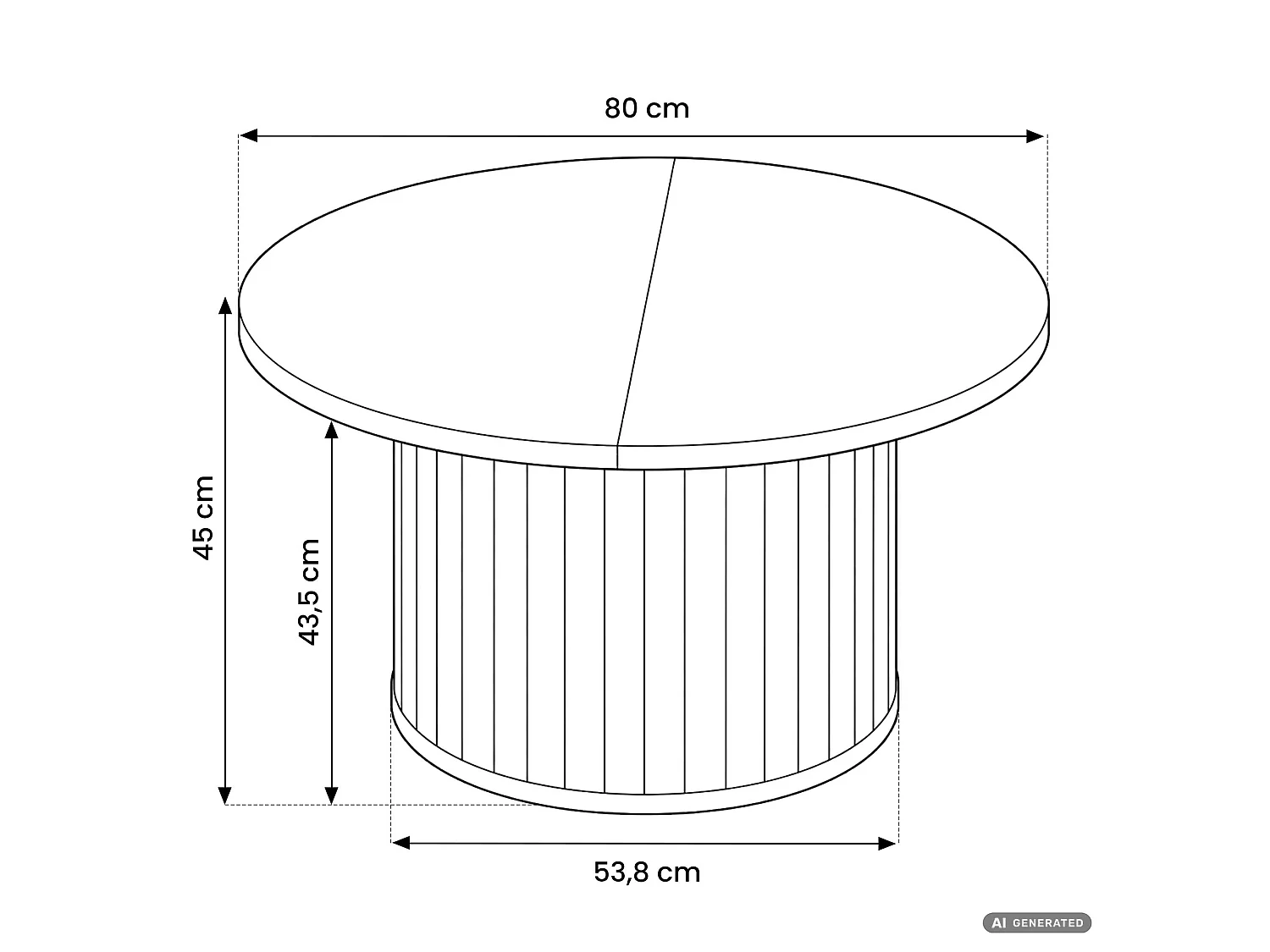 Stolik kawowy NUBO Naturalne Drewno 80 cm okrągły ryflowany 80x80x45 cm