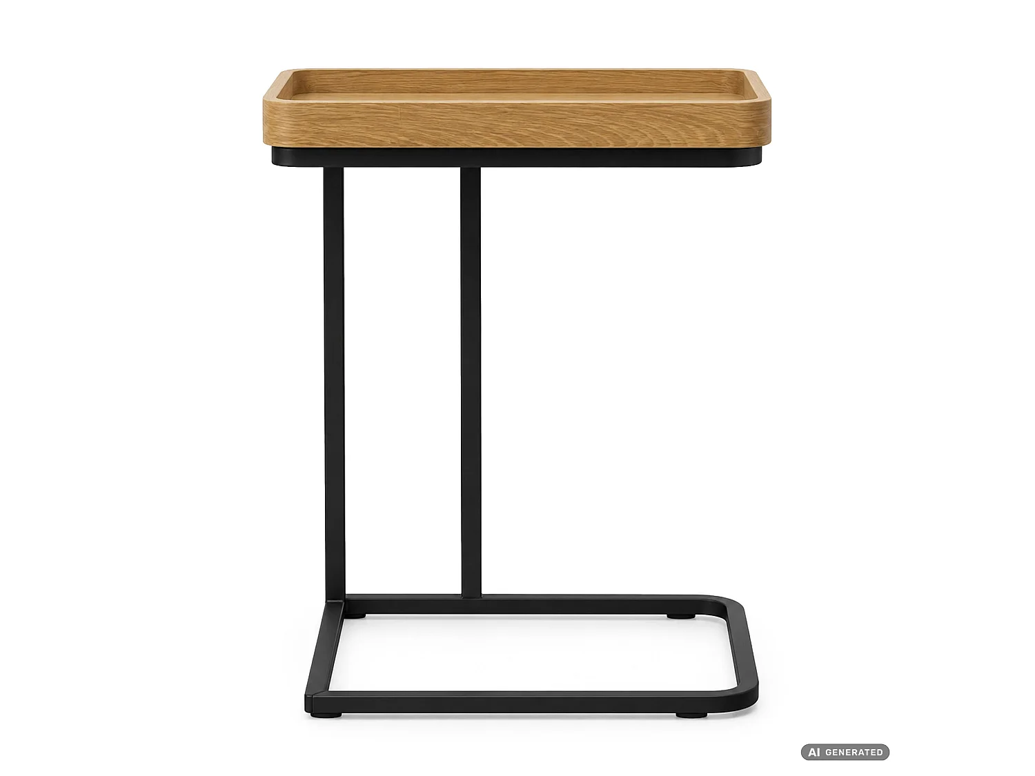 Mesa de apoio HYGGO efeito madeira natural, retangular, estrutura preta estilo industrial, 40x30x60 cm