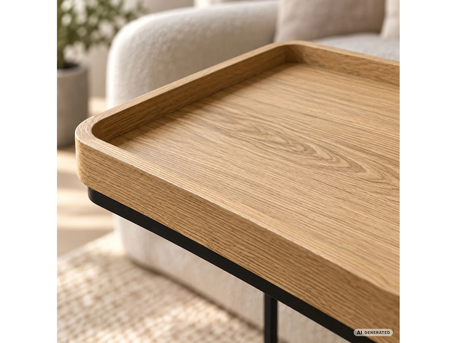Mesa de apoio HYGGO efeito madeira natural, retangular, estrutura preta estilo industrial, 40x30x60 cm
