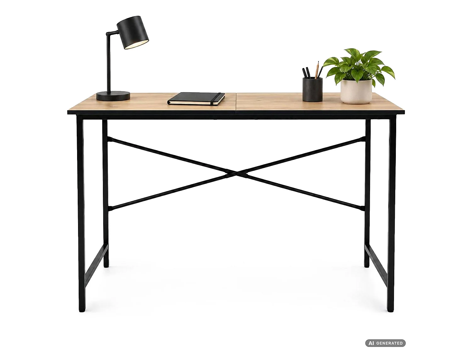 Scrivania per computer SIMPLE rovere Craft, struttura nera stile industriale, 120x50x75 cm