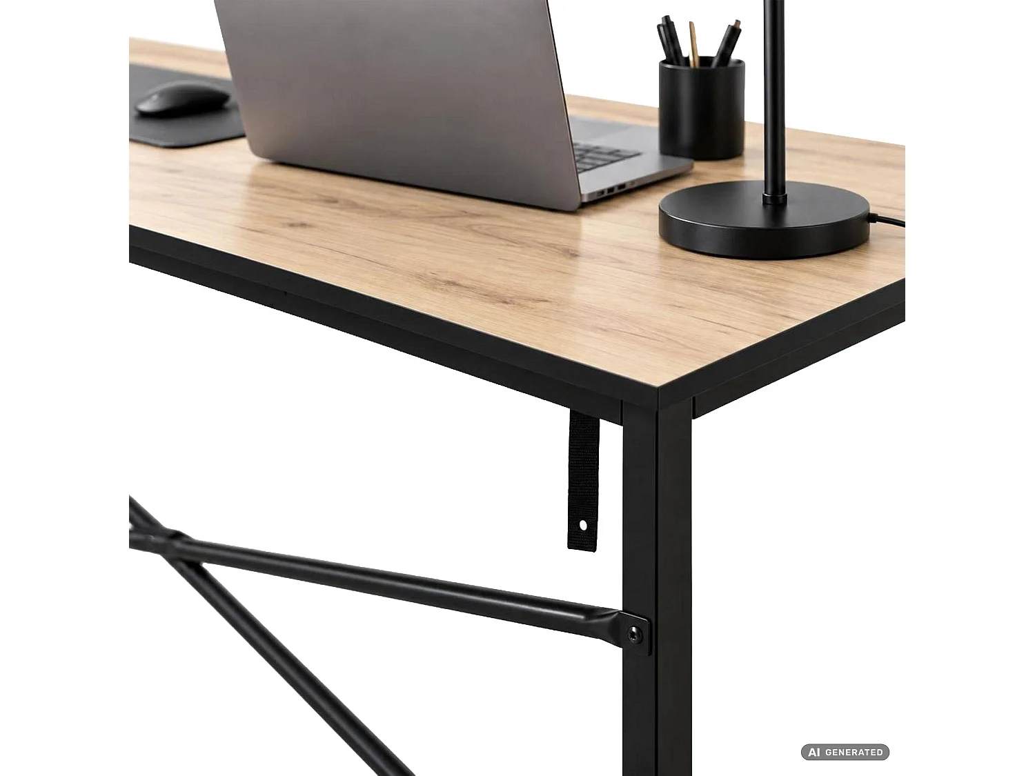Scrivania per computer SIMPLE rovere Craft, struttura nera stile industriale, 120x50x75 cm