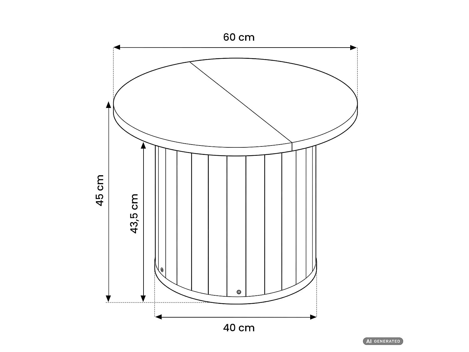 Stolik kawowy NUBO Czarny 60 cm okrągły ryflowany 60x60x45 cm