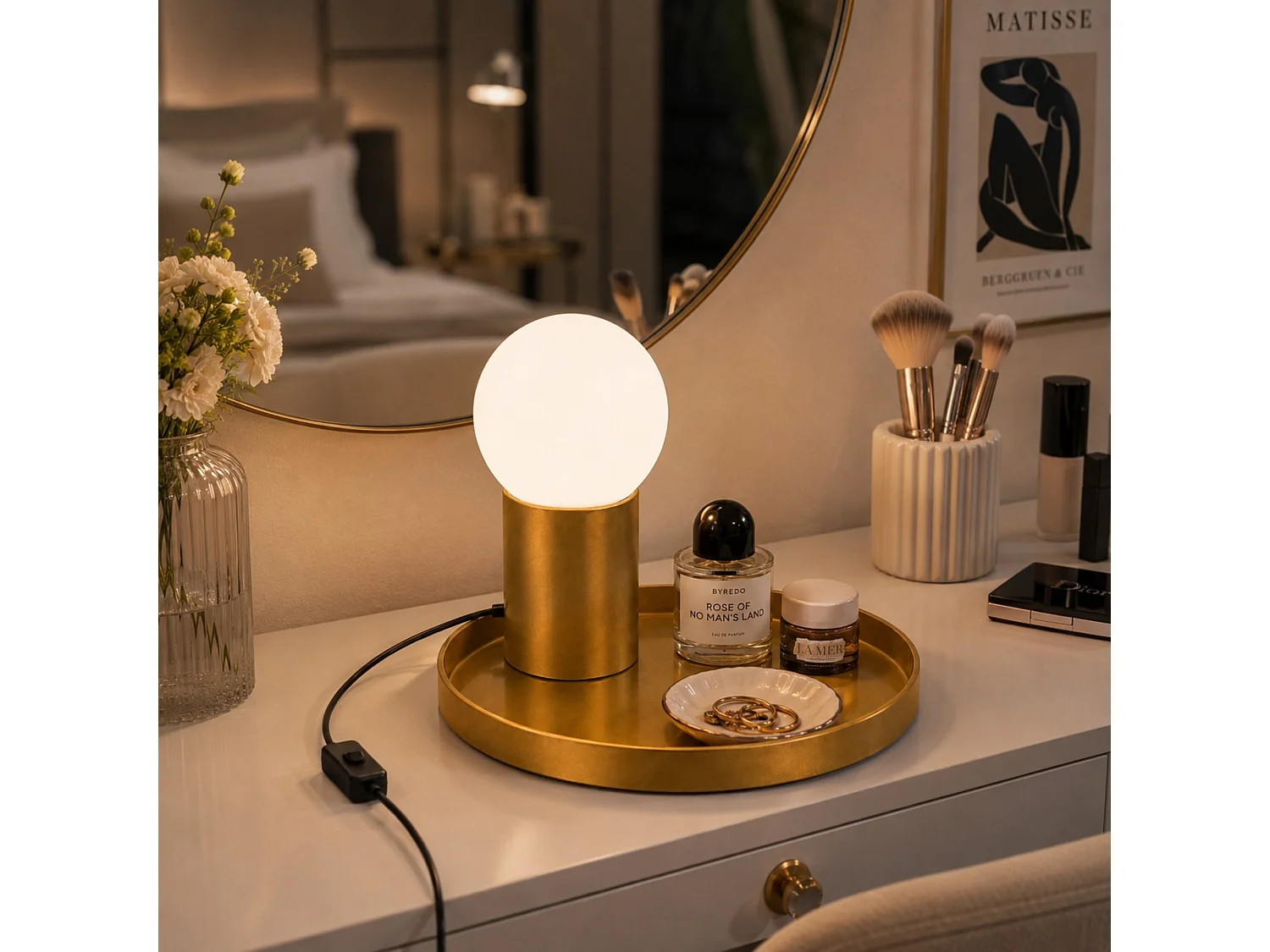 Lampe de table en métal "Tray" - 20 x 20 x 17 cm -Jaune