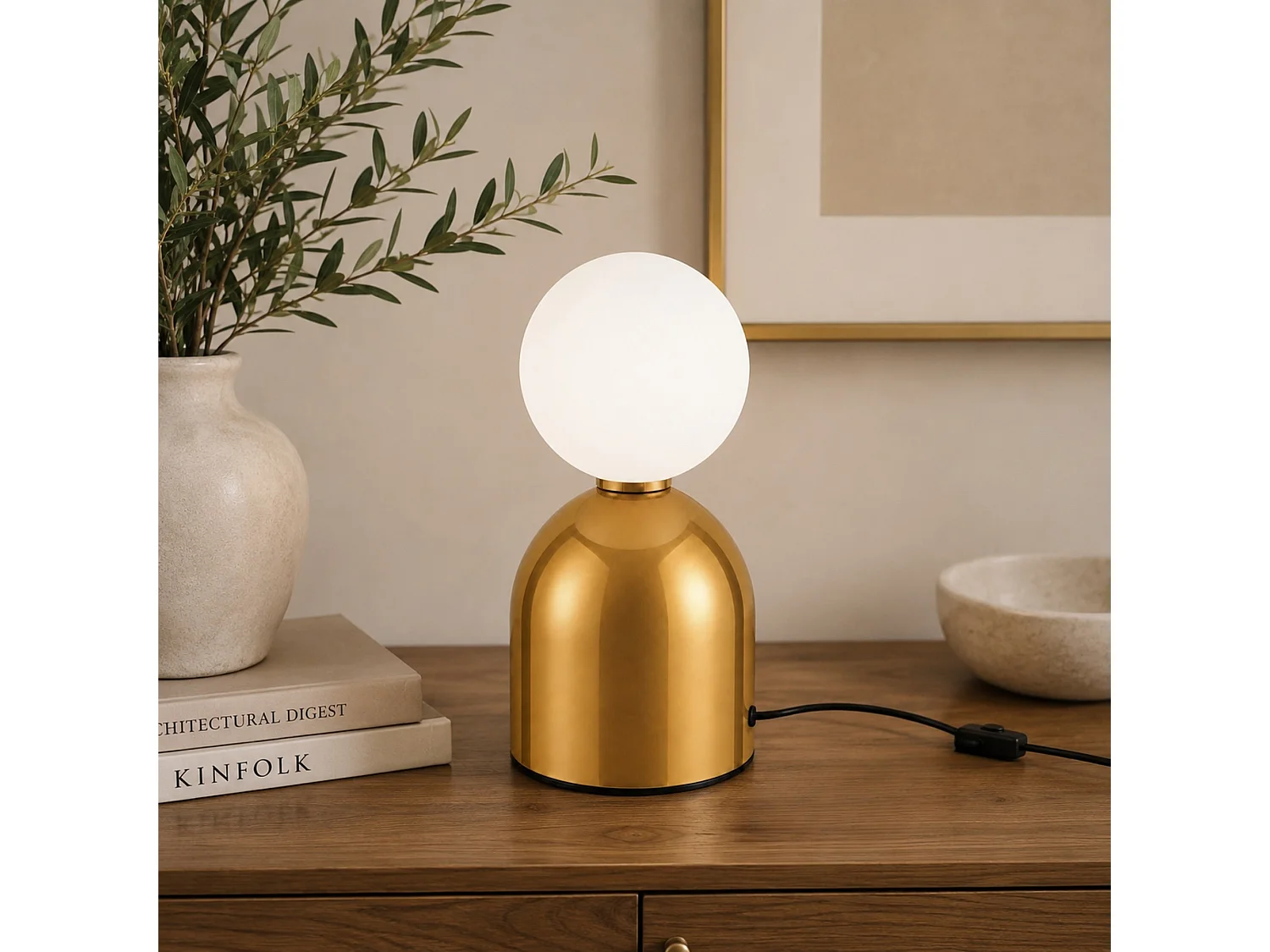 Lampe de table en métal "Pupa" - 14 x 14 x 25 cm -Jaune