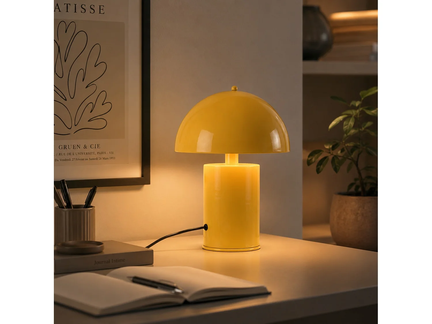 Lampe de table en métal "Pera" - 26 x 26 cm - Jaune