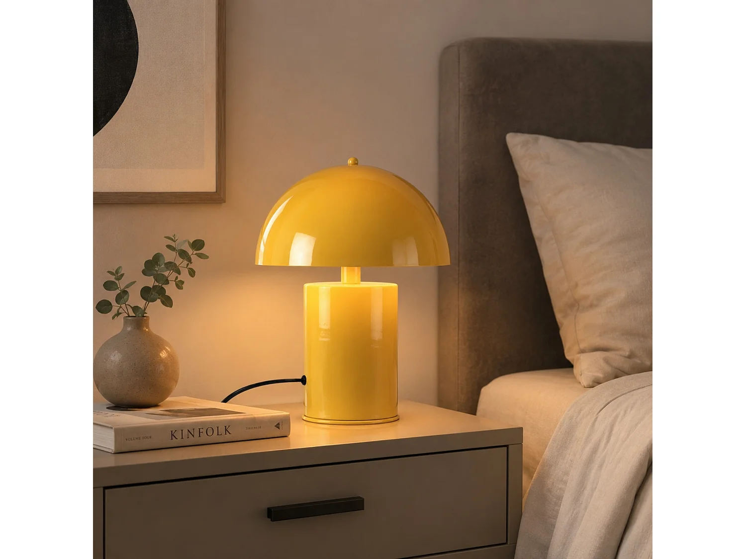 Lampe de table en métal "Pera" - 26 x 26 cm - Jaune