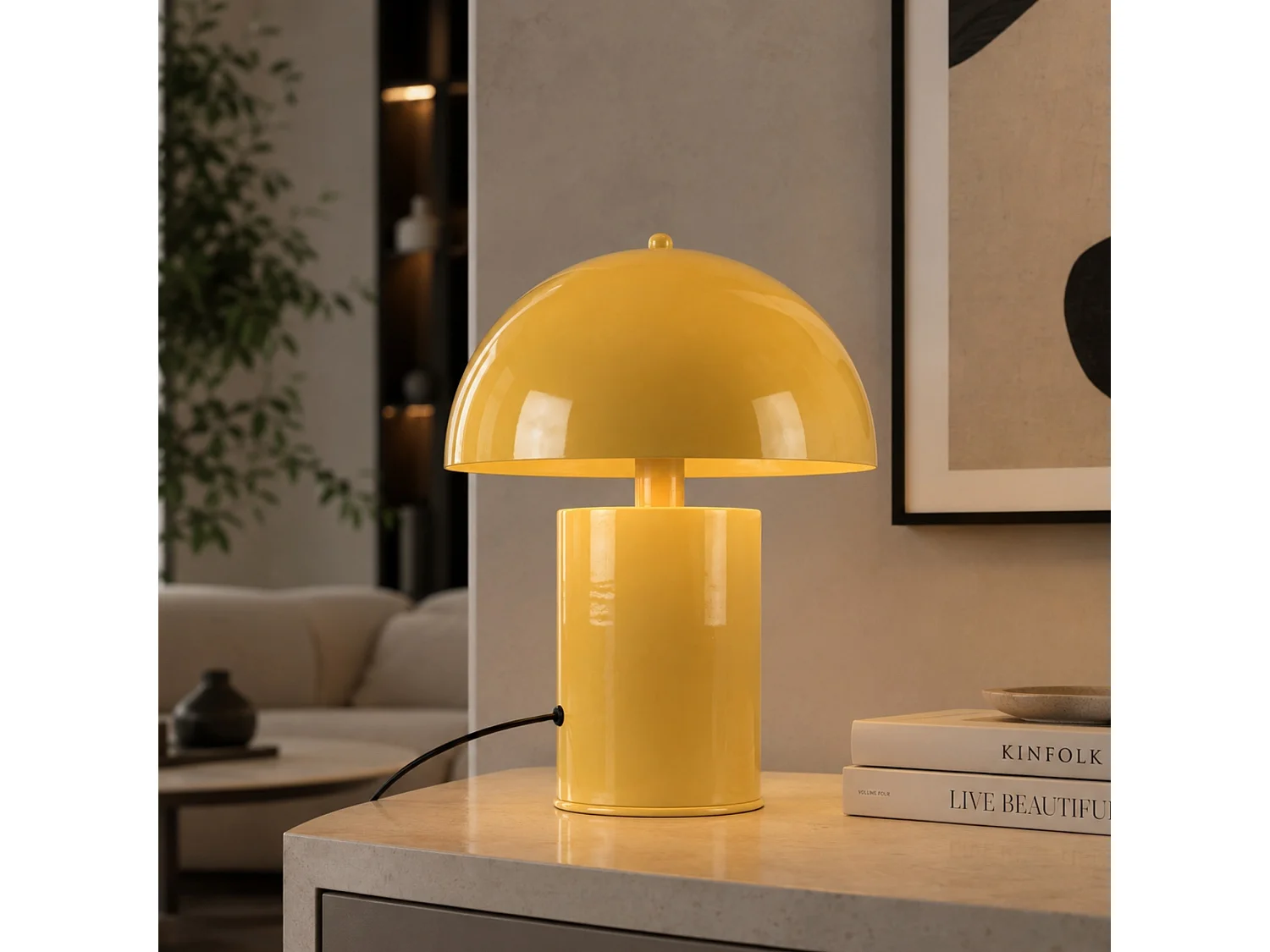 Lampe de table en métal "Pera" - 26 x 26 cm - Jaune